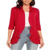 Argstar Red Cardigan for Women, Lightweight Open Front Casual Soft Draped Ruffles 3/4 Sleeve X-Large view 1