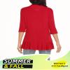 Argstar Red Cardigan for Women, Lightweight Open Front Casual Soft Draped Ruffles 3/4 Sleeve X-Large view 3