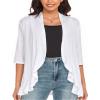 Argstar Summer Cardigans for Women, Lightweight Open Front Casual Soft Draped Ruffles 3/4 Sleeve White S view 1