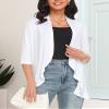 Argstar Summer Cardigans for Women, Lightweight Open Front Casual Soft Draped Ruffles 3/4 Sleeve White S view 4