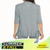 Argstar Gray Cardigans for Women, Lightweight Open Front Casual Soft Draped Ruffles 3/4 Sleeve Large view 3