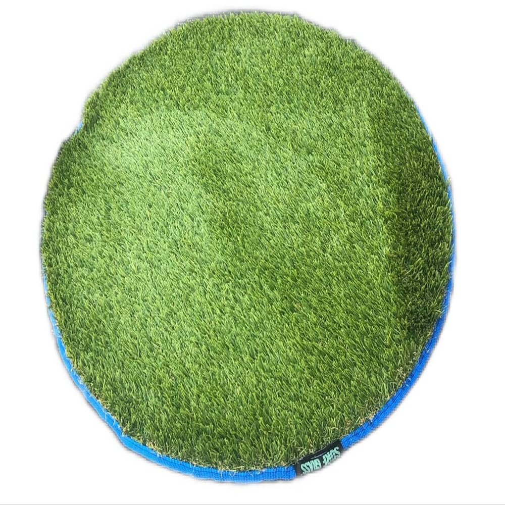 34" Circle - The Original Surf Grass Mat - Made in The USA - Surfer Grass Change Mat - Roll Up Turf for Beach, Snow, Camping, Changing & More! (Blue)