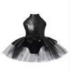 JEATHA Kids Girls Shiny Sequins Dance Dress Figure Skating Sleeveless Halter Tutu Leotard Dress Dancewear Black B 16 Years view 1