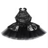 JEATHA Kids Girls Shiny Sequins Dance Dress Figure Skating Sleeveless Halter Tutu Leotard Dress Dancewear Black B 16 Years view 3