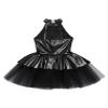 JEATHA Kids Girls Shiny Sequins Dance Dress Figure Skating Sleeveless Halter Tutu Leotard Dress Dancewear Black B 16 Years view 4