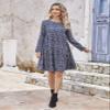 2023 Women's Dresses Ditsy Floral Print Smock Dress Women's Dresses (Color : Blue and White, Size : Large) view 4