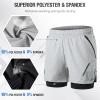 HUIOP 2-in-1 Men Running Shorts with Zipper Pockets Quick Dry Exercise Shorts for Training Gym Workout view 2
