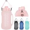 Collapsible Water Bottles, 2L/64OZ travel water bottle Bottle with Straw, Half Gallon Large Water Bottle for Travel Outdoor Sports Runing Fitness Yoga (Upgraded pink) view 1
