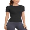 MathCat Short Sleeve Workout Tops for Women, Seamless Women's Compression Shirt, Yoga Running Athletic Shirts Soft Gym Tops Black view 1