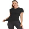 MathCat Short Sleeve Workout Tops for Women, Seamless Women's Compression Shirt, Yoga Running Athletic Shirts Soft Gym Tops Black view 2