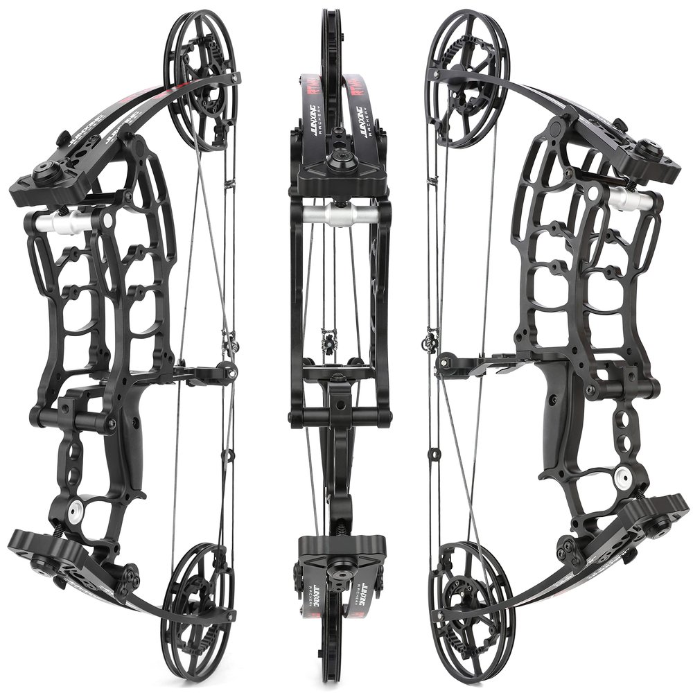 Dual-Purpose Compound Bow Hunting Catapult Bow for Steel Ball and Arrow, Draw Weight 40-65lbs Adjustable, Gordon Limbs Made in USA,Short-Axis Compound Bow,Left/Right Hand Avalible (only Bow)