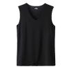 RTRDE Men's T-Shirts & Tanks, Tank Top for Men Mens Floral Tank Top Summer Ice Silk Traceless Thin Breathable Color V-Neck Sleeveless Top Tees Under Shirts, Tank Top Tops Undershirts (4XL, Black) view 1