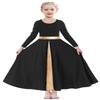 ELLYDOOR Girls Long Sleeve Praise Dance Dress Swing Skirt Liturgical Worship Costume Church Robe Dancewear Tag 120, Black view 1