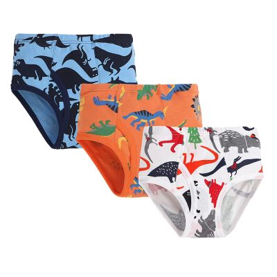 Kids Children Boys Underwear Cute Print Briefs Shorts Pants Cotton Underwear Trunks 3PCS Girls (Orange, 5-6 Years)