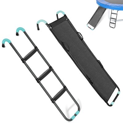 UVCMDUI 2 Pack Trampoline Slide and Ladder Set, Universal Trampoline Slide Skid-Proof 3-Steps Safety Ladder Stairs, Trampoline Accessories Suitable for 6 8 10 12 13 14 15 16 ft Trampolines