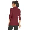 Women's Casual V Neck Tops 3/4 Sleeve Blouses Golf Polo Shirt Sport T-Shirt Tennis Shirt Athletic Tee Active Top (Wine Red,XL) view 3