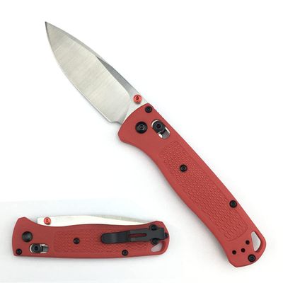 HUAAO 7.4in Manual Open Axis Lock Pocket Knife for Men, Satin Finish, Drop Point 8Cr13MoV Blade, Glass Reinforced Nylon Grivory Handle with Belt Clip for EDC Camping (red handle)