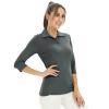 Women's Casual V Neck Tops 3/4 Sleeve Blouses Golf Polo Shirt Sport T-Shirt Tennis Shirt Athletic Tee Active Top (Dark Gray,XL) view 2