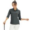 Women's Casual V Neck Tops 3/4 Sleeve Blouses Golf Polo Shirt Sport T-Shirt Tennis Shirt Athletic Tee Active Top (Dark Gray,XL) view 4