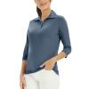 Women's Casual V Neck Tops 3/4 Sleeve Blouses Golf Polo Shirt Sport T-Shirt Tennis Shirt Athletic Tee Active Top (Navy,2XL) view 1