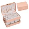 YAMLAB Creative Multi-Layer Jewelry Box, Earrings, Necklace, Jewelry Storage Jewelry Box, PU Skin Multi-Functional Jewelry Storage Box 17 * 12 * 8cm Peach Powder view 1