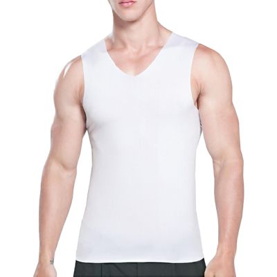 RTRDE Tank Top, Tops Blank Shirts Ribbed Tank Top Men Black Men's Summer Ice Silk Traceless Thin Breathable Color V-Neck Sleeveless Top Thick Mens Tank Tops Under White Top Big (4XL, White)