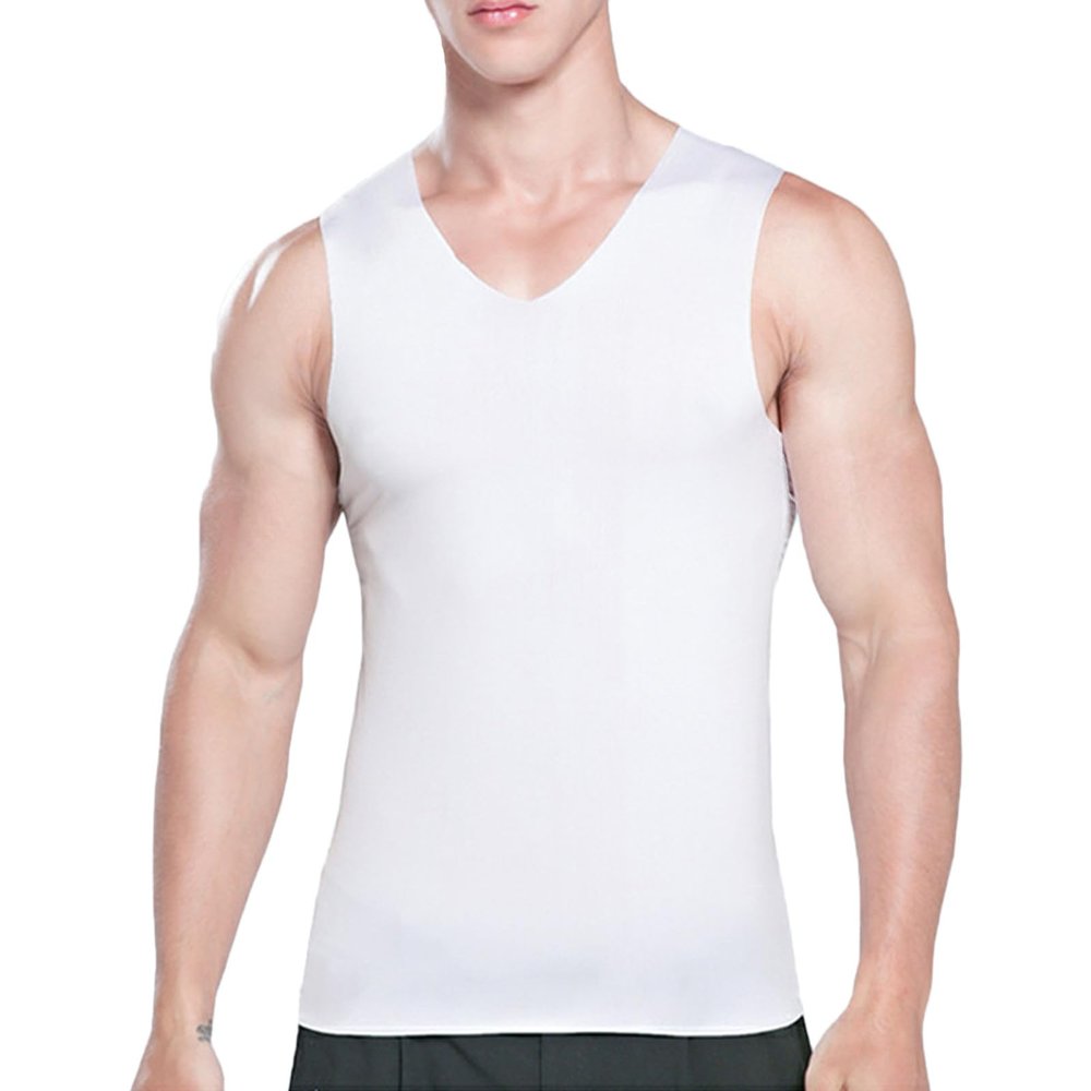 RTRDE Tank Top, Tops Blank Shirts Ribbed Tank Top Men Black Men's Summer Ice Silk Traceless Thin Breathable Color V-Neck Sleeveless Top Thick Mens Tank Tops Under White Top Big (4XL, White)