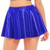 Sxiwei Woman Shiny Metallic Skater Skirt High Waisted Athletic Mini A-Line Flared Scooter Skort Skirt Royal Blue Medium view 1