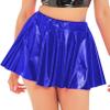 Sxiwei Woman Shiny Metallic Skater Skirt High Waisted Athletic Mini A-Line Flared Scooter Skort Skirt Royal Blue Medium view 3