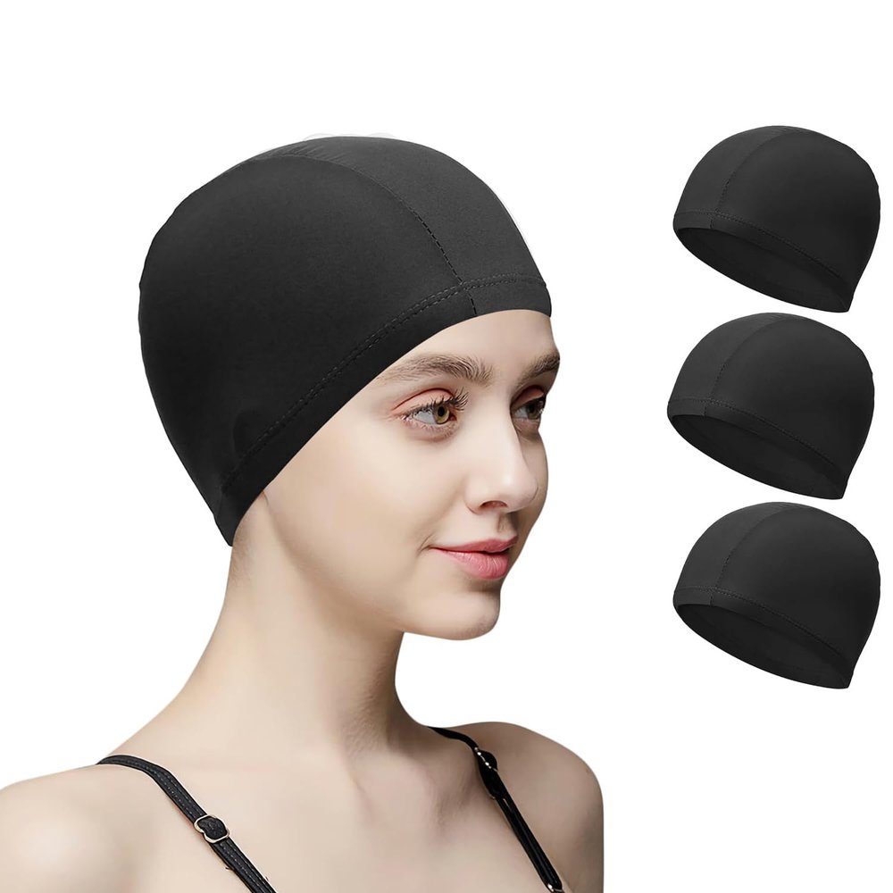 3Pcs Spandex Swimming Cap Non Waterproof Elastic Summer Bathing Pool Gym Underwater Water Sports Turban Anti-Slip Swim Hat