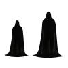 AAGAZA 2X Gothic Velvet Cloak with Hat Goth Witch Costume Halloween Cosplay Capes, 70cm 150cm (Size : 70cm 170cm) view 2