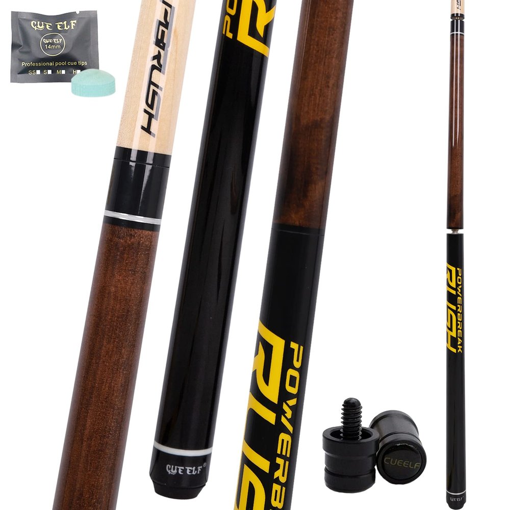 CUEELF Heavy Hitter Jump Break Pool Cue 20oz 21oz 22oz 23oz 3-Piece Pool Stick Extra Hard Bakelite Tip for Explosive Breaks and Effortless Jumps