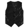 KKmeter Boys Girls Sequin Waistcoat Sleeveless Hip-hop Jazz Dance Stage Performance Costume Vest Tops (Black, 5-6) view 1