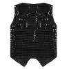 KKmeter Boys Girls Sequin Waistcoat Sleeveless Hip-hop Jazz Dance Stage Performance Costume Vest Tops (Black, 5-6) view 2
