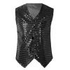 KKmeter Boys Girls Sequin Waistcoat Sleeveless Hip-hop Jazz Dance Stage Performance Costume Vest Tops (Black, 5-6) view 3