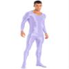 Freebily Men's One Piece Sports Yoga Full Bodysuits Workout Tights Hot Pants High Elastic Jumpsuits Light Purple Medium view 3