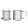 iBasingo 420ml/14.2floz Titanium Cup with Tea Strainer Folding Handle Portable Lightweight Tea Mug for Outdoor Camping Tea Maker Ti3054D view 1