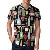 Wine Bottle and Glass Men's Polo Shirt Short Sleeve Pullover Golf Shirt Casual T-Shirt Tee Top L view 1