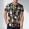 Wine Bottle and Glass Men's Polo Shirt Short Sleeve Pullover Golf Shirt Casual T-Shirt Tee Top L view 2