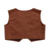 Nikiikoo Kids Boys Western Cowboy Vest Suede Tassel Jacket Outerwear Top Halloween Party Fancy Outfits Vest+A 8 Years view 2