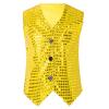 KKmeter Boys Girls Sequin Waistcoat Sleeveless Hip-hop Jazz Dance Stage Performance Costume Vest Tops (Gold, 5-6) view 3
