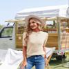 Caramitty Summer Tops for Women Short Sleeves Pullover Sweaters Knit Blouse Cute Dot Sweater Shirt Beige view 3