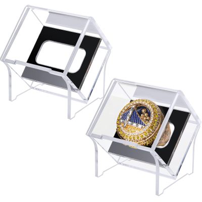 2 Pack Championship Ring Display Case with Stand Holder, Acrylic Baseball Ring Display Case, 1 Slot Ring Hole Storage Box, Acrylic Display Box for Show Sport, Fraternity, Award Rings, Sports Fans (2)