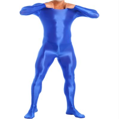 Freebily Men's One Piece Sports Yoga Full Bodysuits Workout Tights Hot Pants High Elastic Jumpsuits Blue Medium