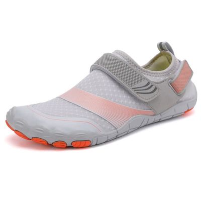 LLTMALL Women's Men's Water Sport Shoes Barefoot Aqua Shoes for Surfing Hiking Camping Grey Orange