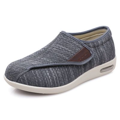 Diabetic Shoes for Women Wide Width,Indoor Breathable Adjustable Closure Diabetic Slippers for Men,Comfortable Lightweight Swollen Feet Edema Widening Elderly Walking Shoes ( Color : Gray , Size : 9 )