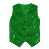 KKmeter Boys Girls Sequin Waistcoat Sleeveless Hip-hop Jazz Dance Stage Performance Costume Vest Tops (Green, 4-5) view 1