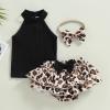 Infant Baby Girls' Clothes Sets Solid Color Button Top Rolled Hem Shorts Playwear Summer Outfit view 2