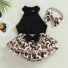 Infant Baby Girls' Clothes Sets Solid Color Button Top Rolled Hem Shorts Playwear Summer Outfit view 3
