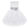Agoky Kids Flower Girls Dress Elegant Wedding Bridesmaid Formal Pageant Dress Floral Tulle Dance Ball Gown Casual Petal Dress Grey 5 Years view 1